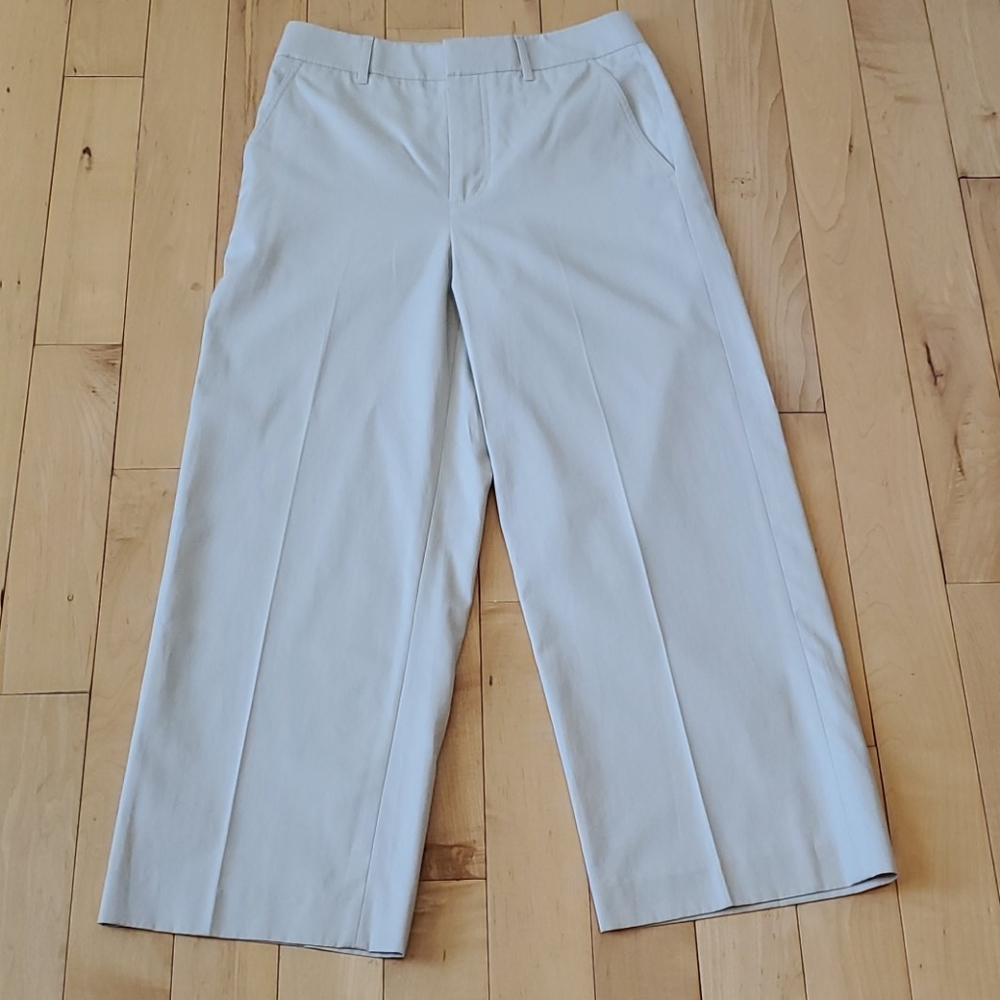 Vince Tan Wide Leg/High Waist Cotton Crop Pants